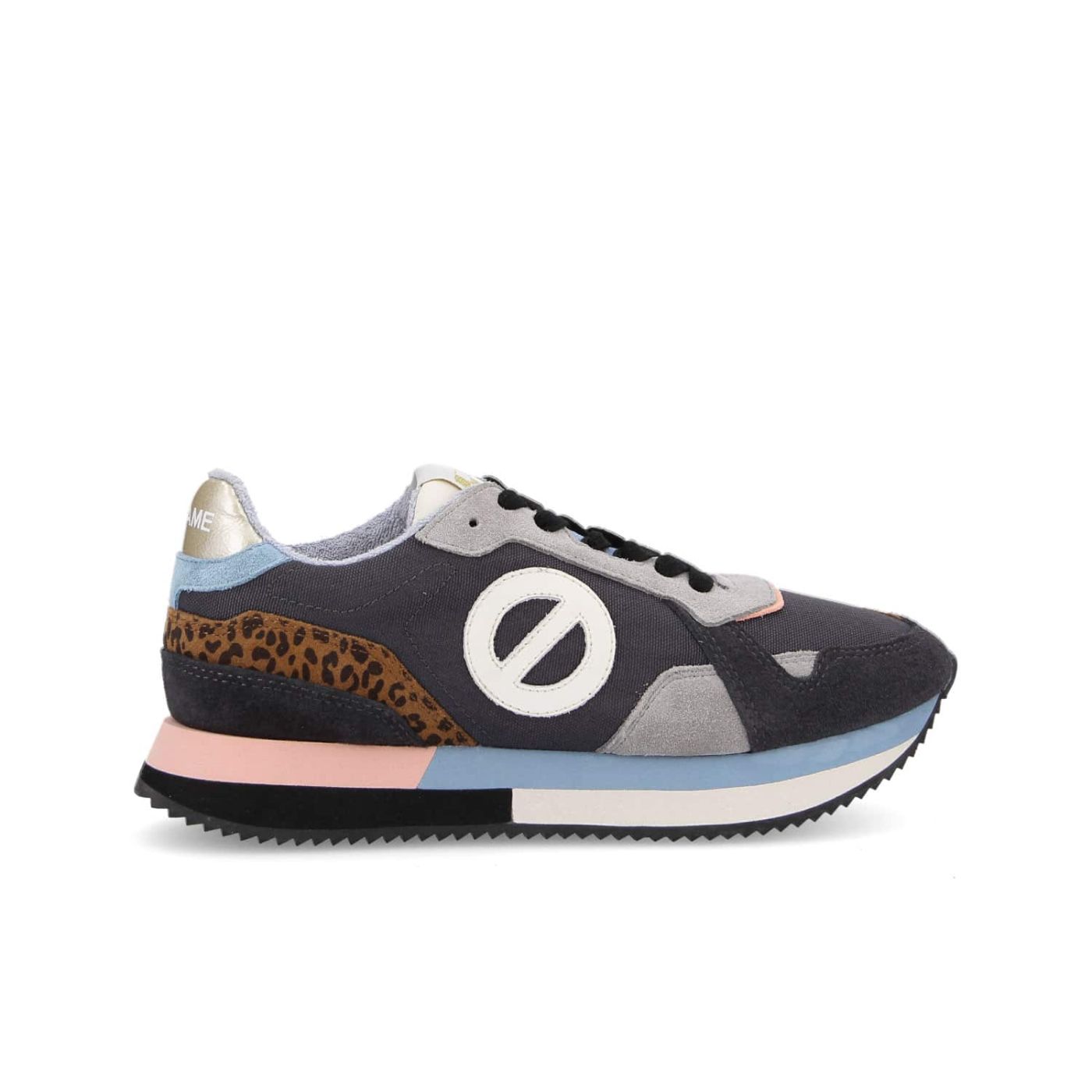 MIA JOGGER - SUEDE/NYLON/LEO - CARBONE/BROWN